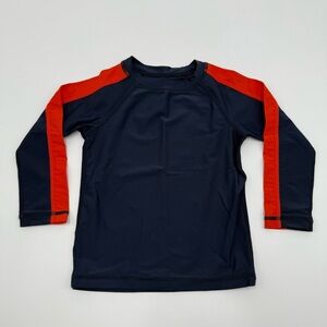 Tea Collection Boys Long Sleeve Rash Guard Navy, Red Orange 18-24 Months EUC